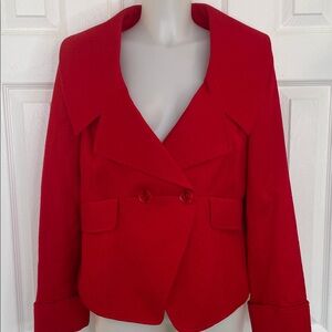 ELLEN TRACY SOLID VIBRANT RED DOUBLE BREASTED LONG SLEEVE BLAZER JACKET SIZE 10